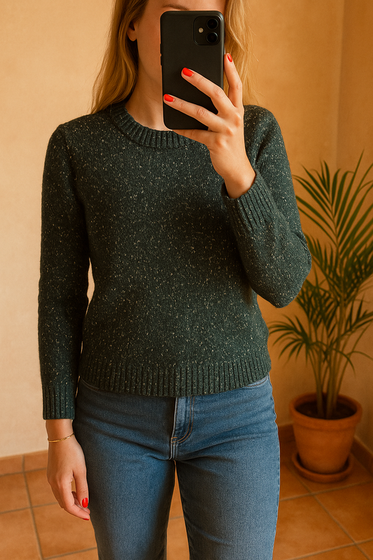 Pull vert sapin chiné à fils argentés Vero Moda – Taille XS