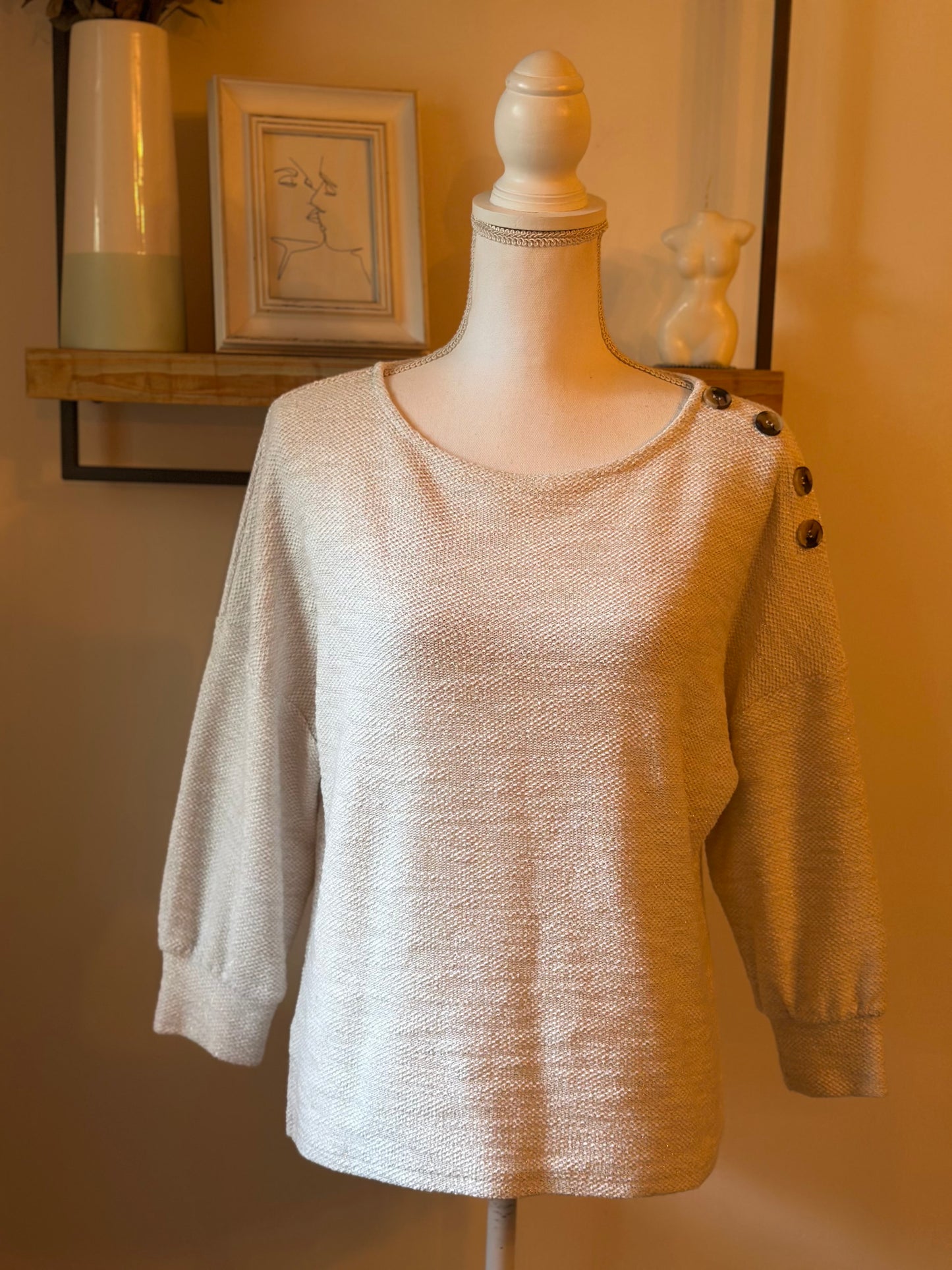 Pull maille écru irisé T.40