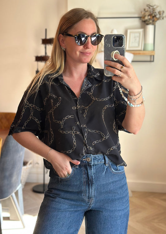 Chemisier imprimé chaînes noir T.36