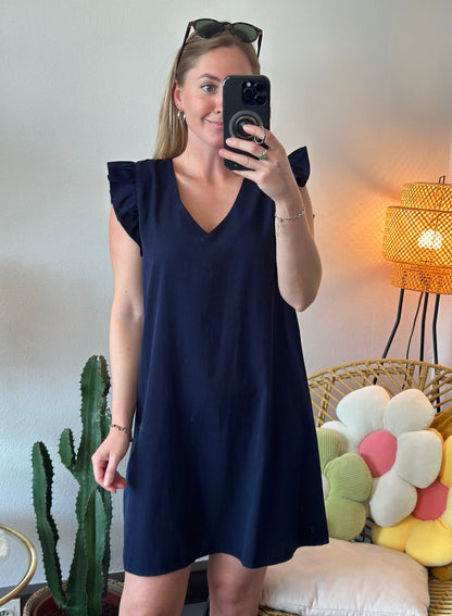 Robe d’été bleu marine avec manches détaillées T.36