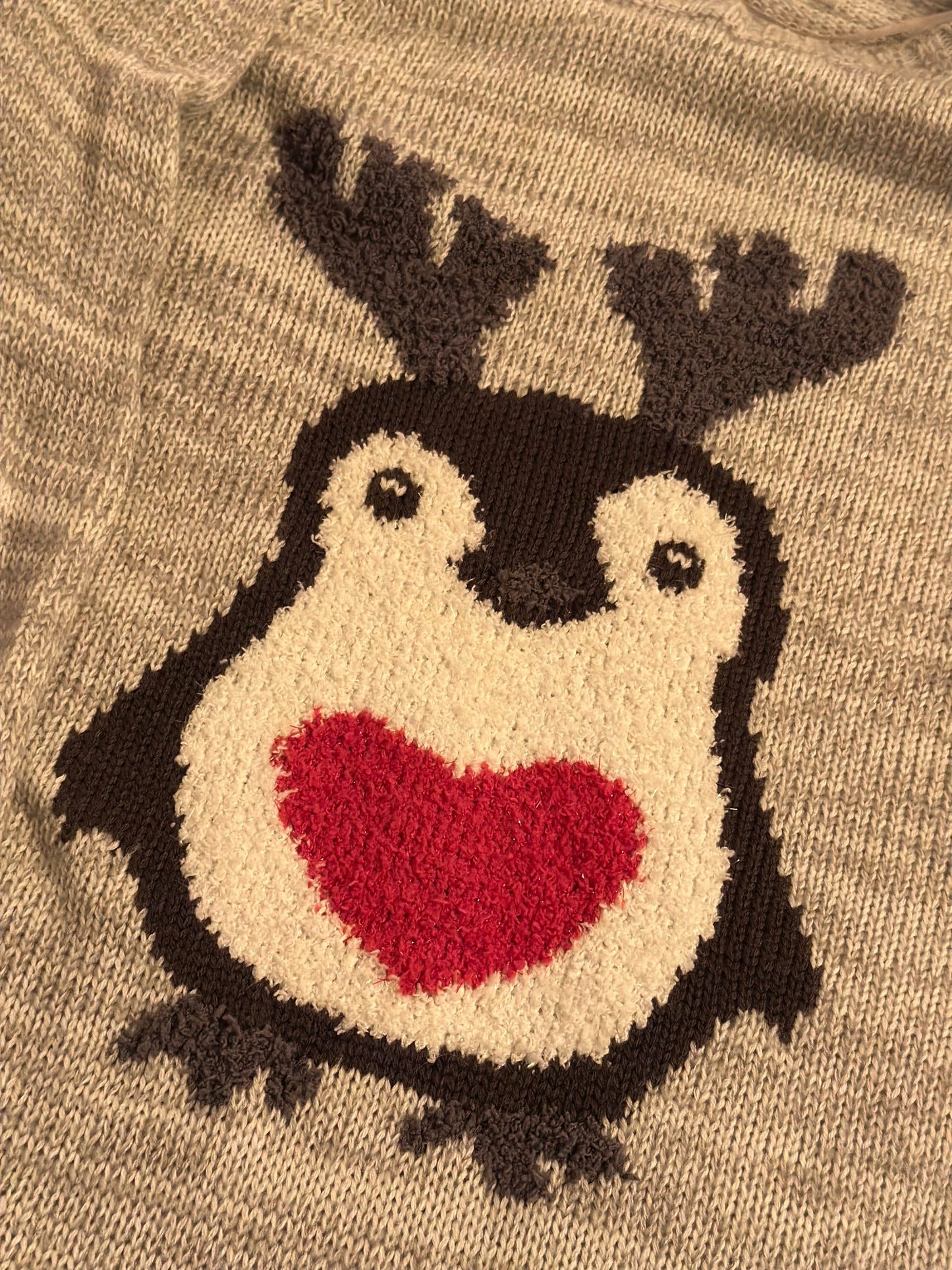 Pull gris motif pingouin Noël T.38