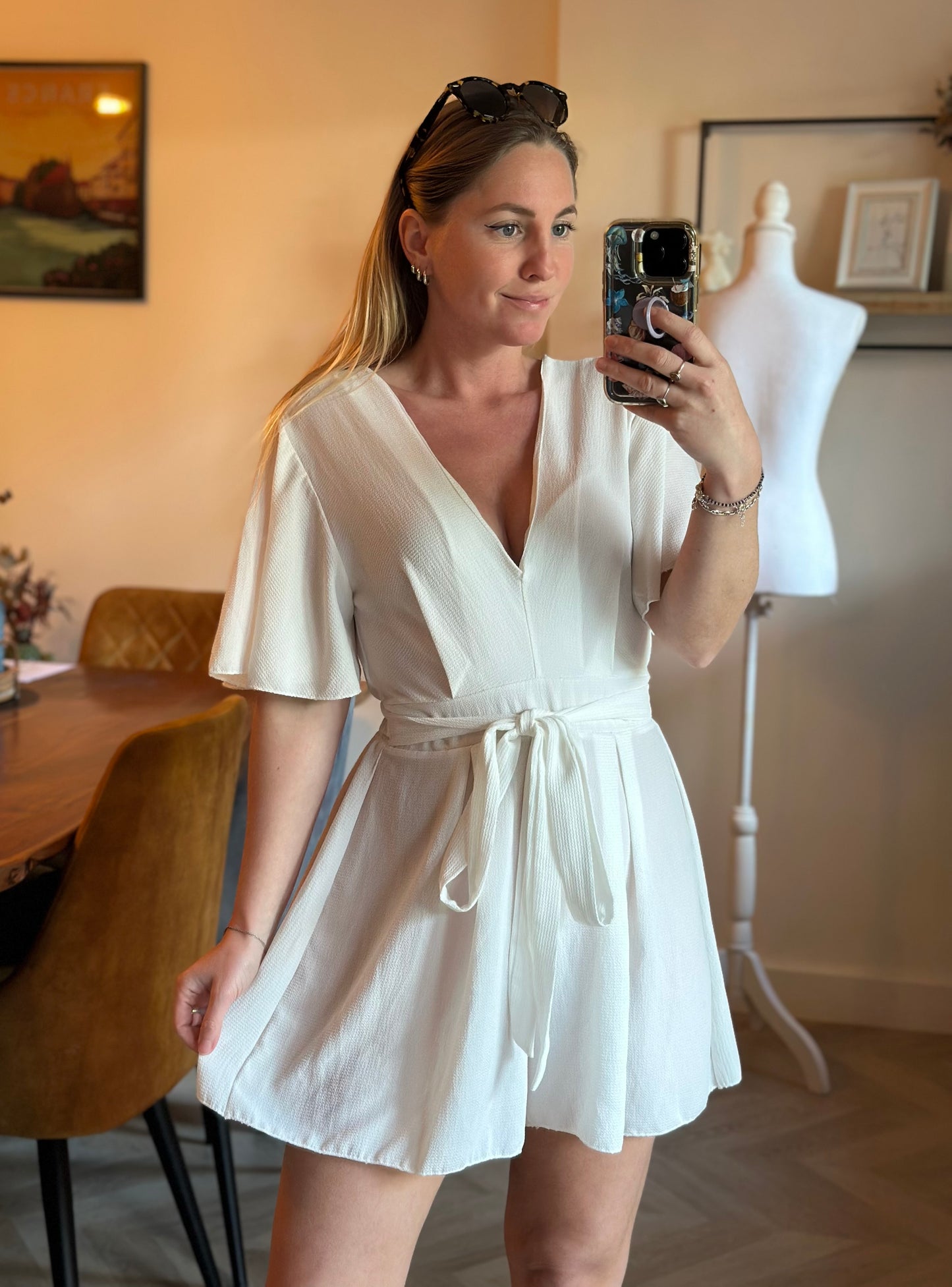 Combishort blanche texturée T.36