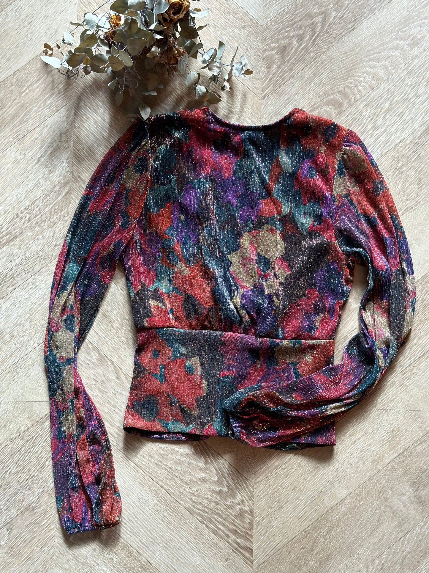 Blouse irisée imprimé floral coloré T.34