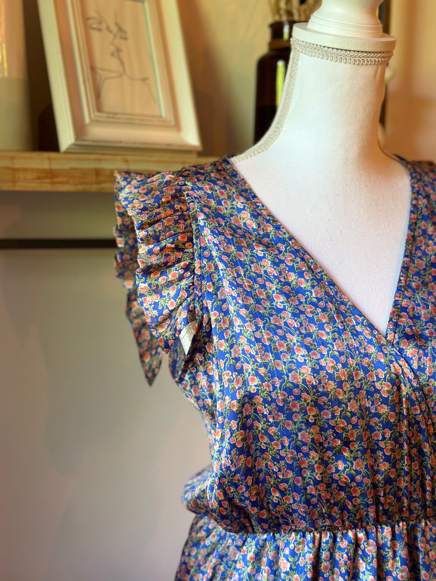 Robe imprimé fleuri bleu T.36