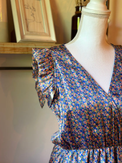 Robe imprimé fleuri bleu T.36