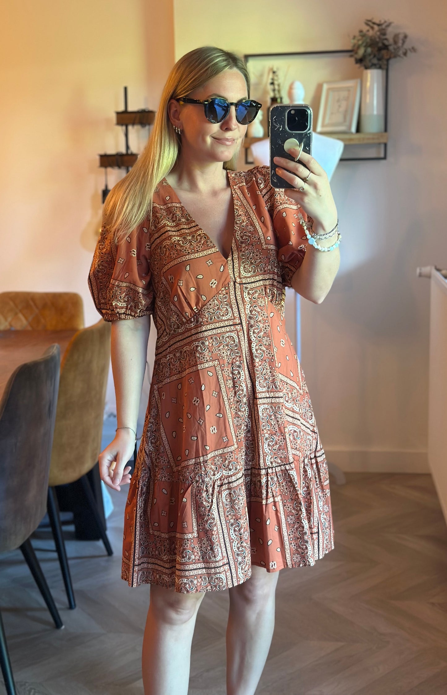 Robe d’été imprimé bandana terracotta T.40