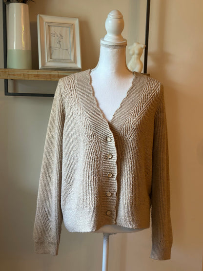 Cardigan beige maille T.40