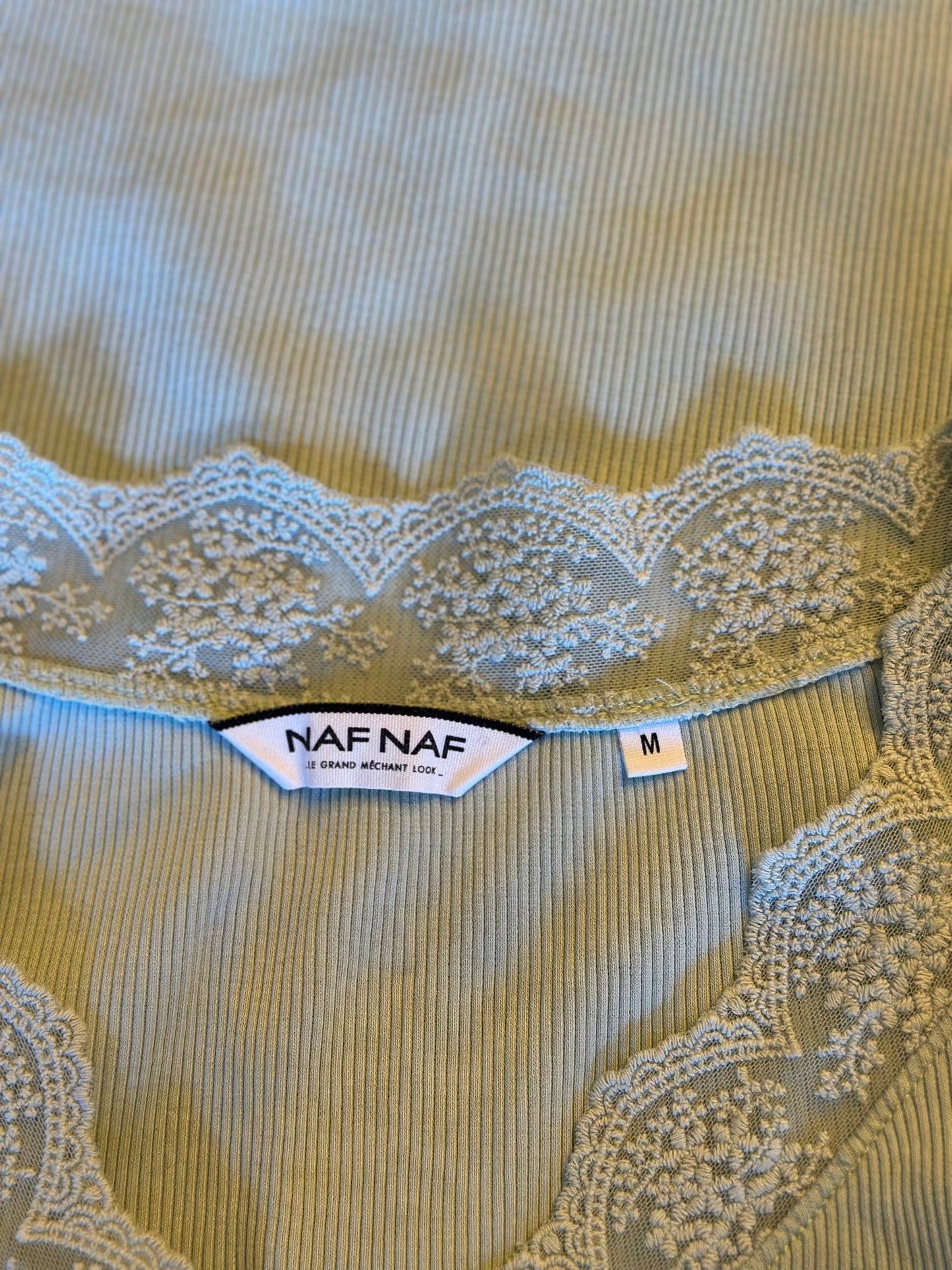 Top côtelé dentelle T.38