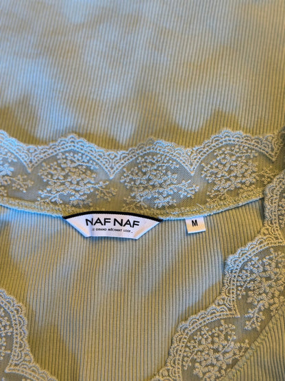 Top côtelé dentelle T.38