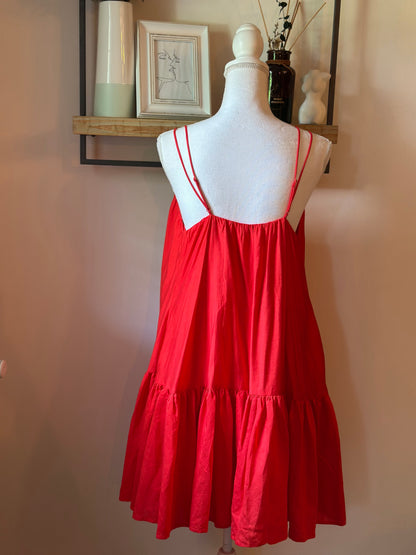 Robe trapèze rouge T.34 oversize