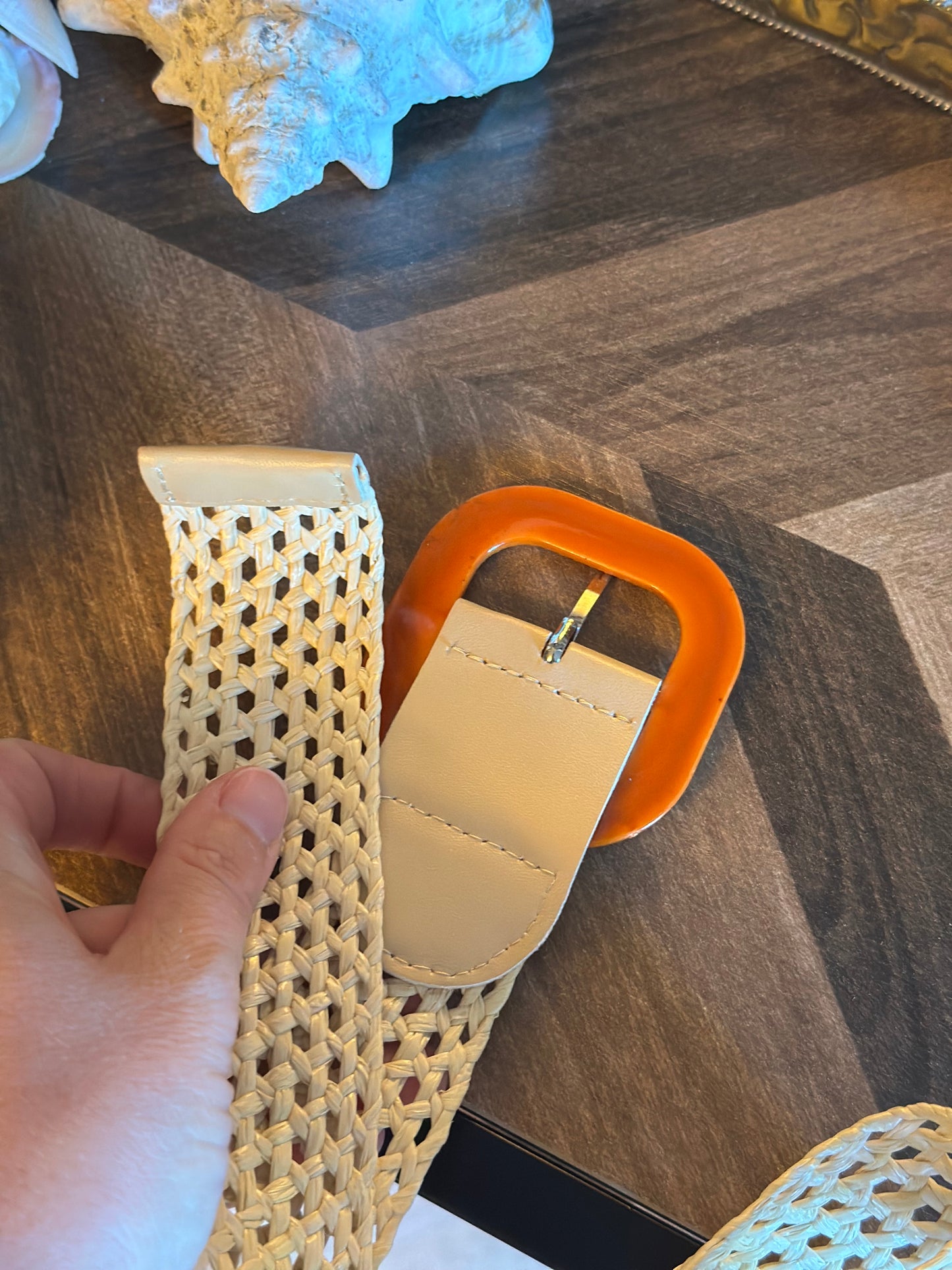 Ceinture bohème tressée – beige ou crème – neuve, ajustable