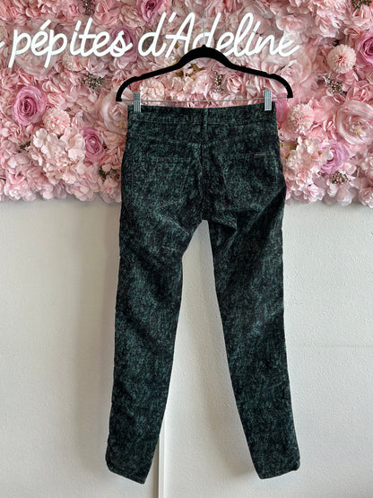 Pantalon en velours vert et noir T.36