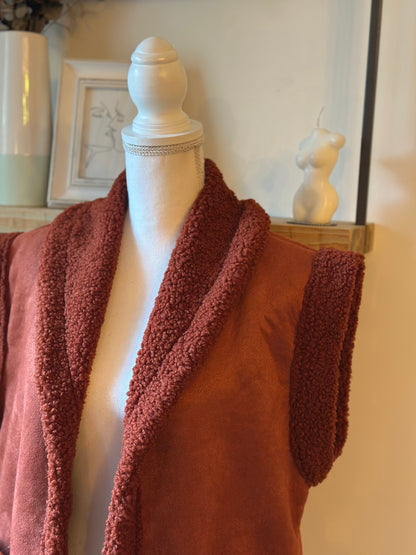 Gilet sans manches effet teddy marron coupe oversize T.U