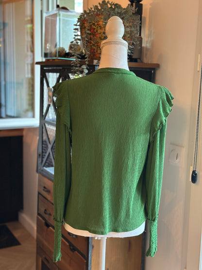 Chemisier vert à col noué T.34