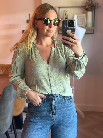 Blouse vert sauge plumetis T.40