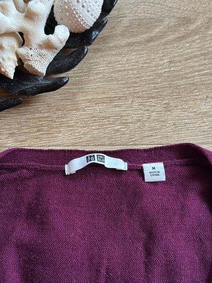 Pull col V uni bordeaux en laine T.38
