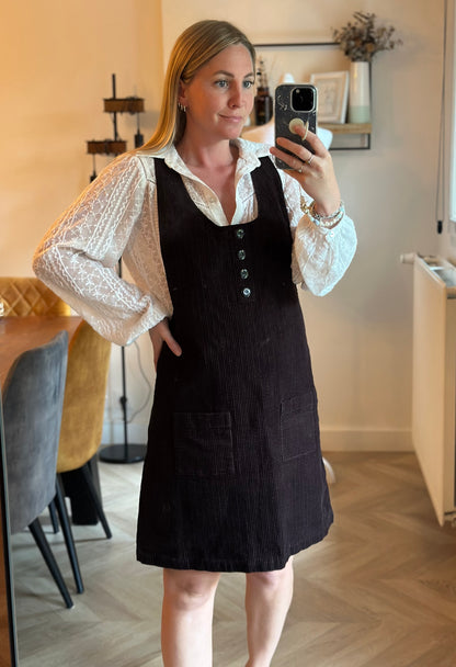 Robe salopette velours côtelé Taninette marron prune T.38/40