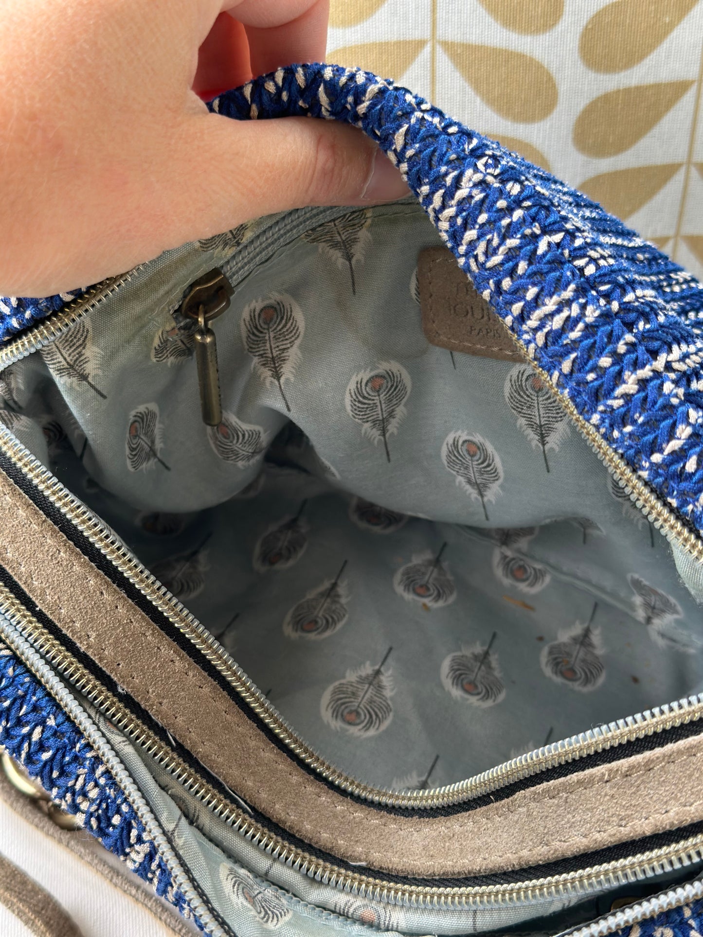 Sac en cuir bleu modèle “Mama” avec double bandoulière