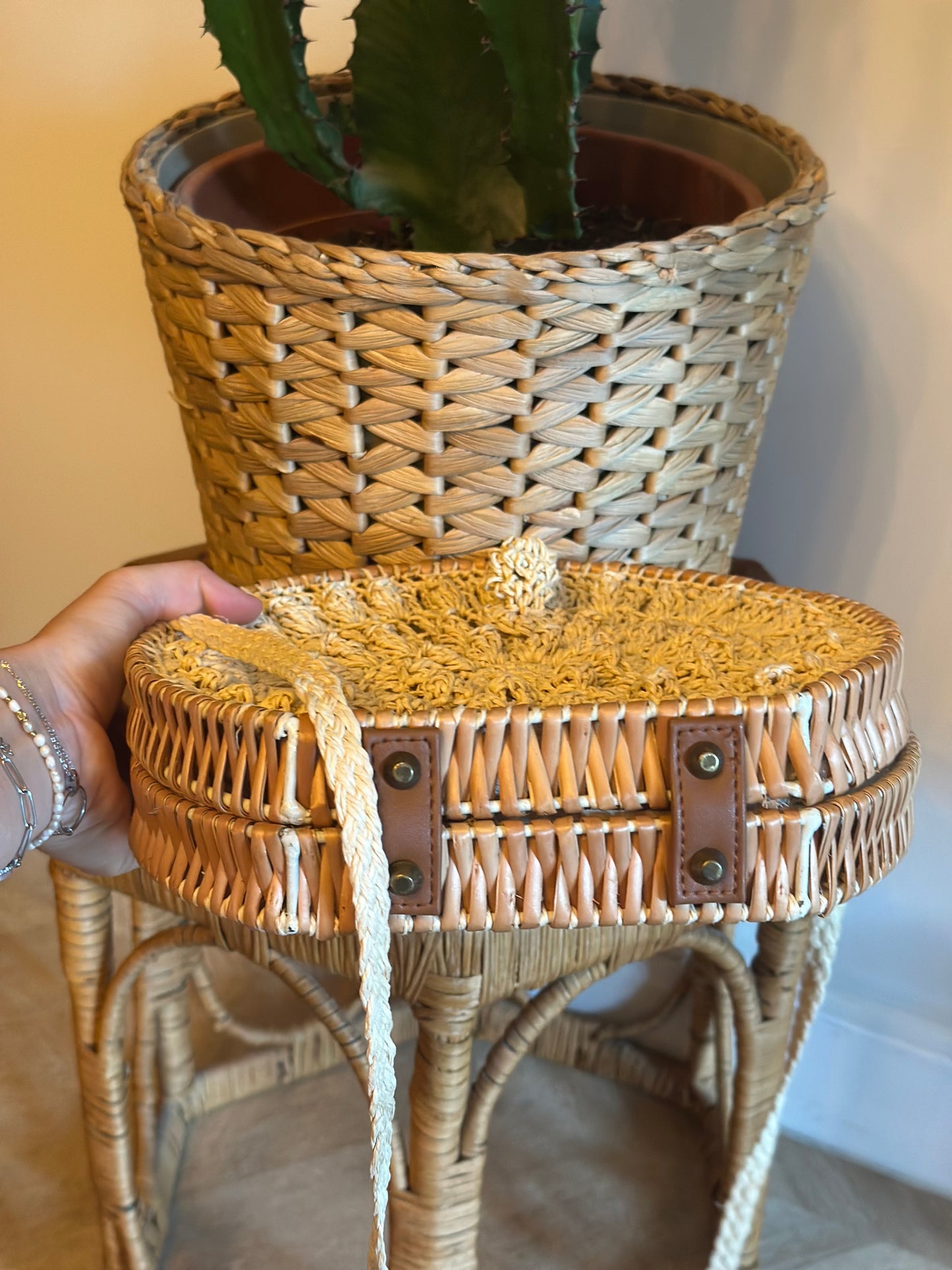 Sac bandoulière rond macramé fait main
