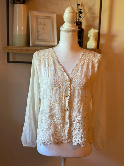 Cardigan dentelle crème T.36/38