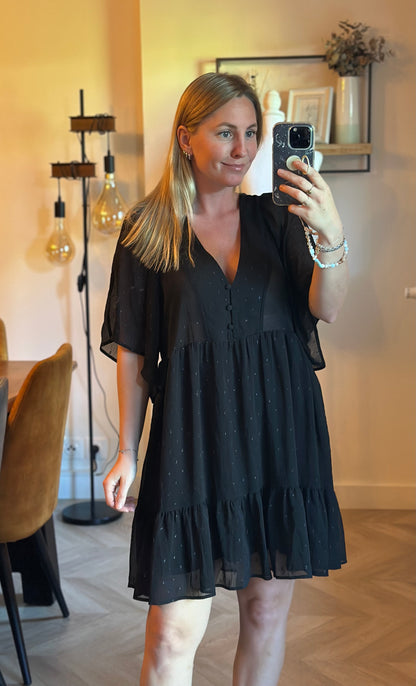 Robe fluide imprimé pois dorés T.38
