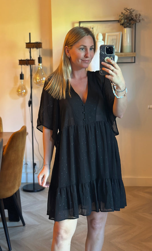 Robe fluide imprimé pois dorés T.38