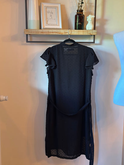 Robe midi noire plumetis T.36