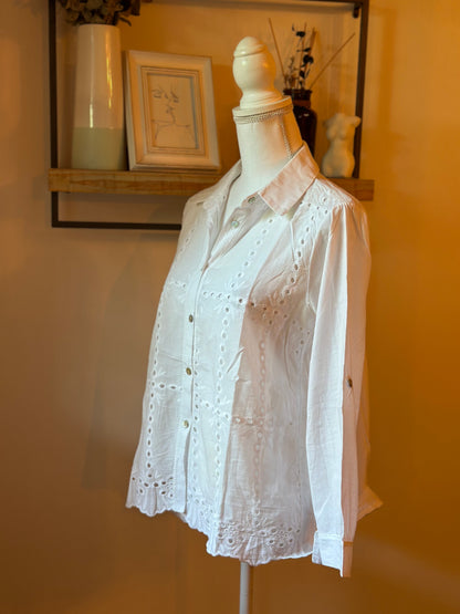 Chemise blanche broderie anglaise en coton Made in Italy T.U