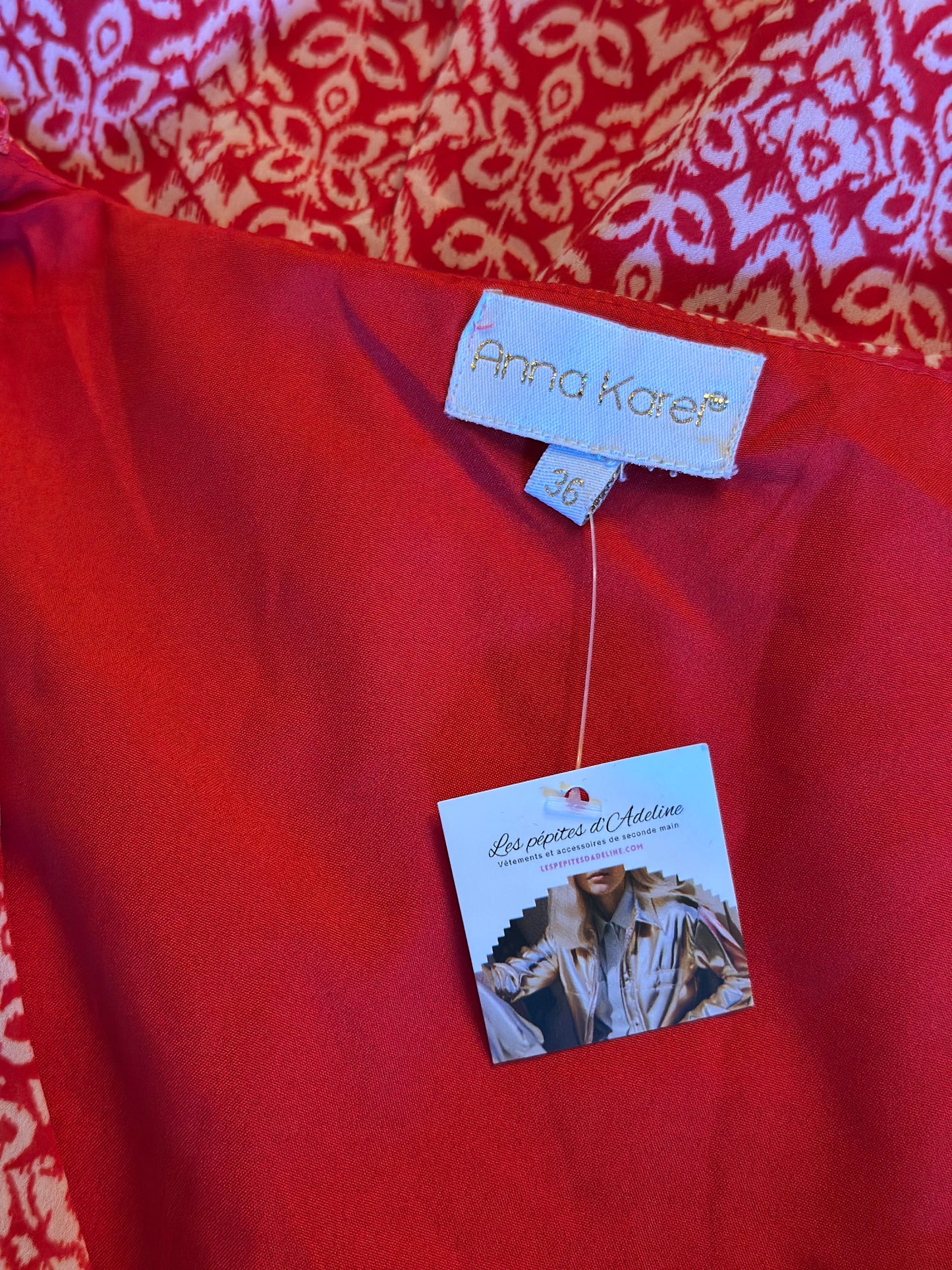 Robe longue imprimé rouge et blanc T.36