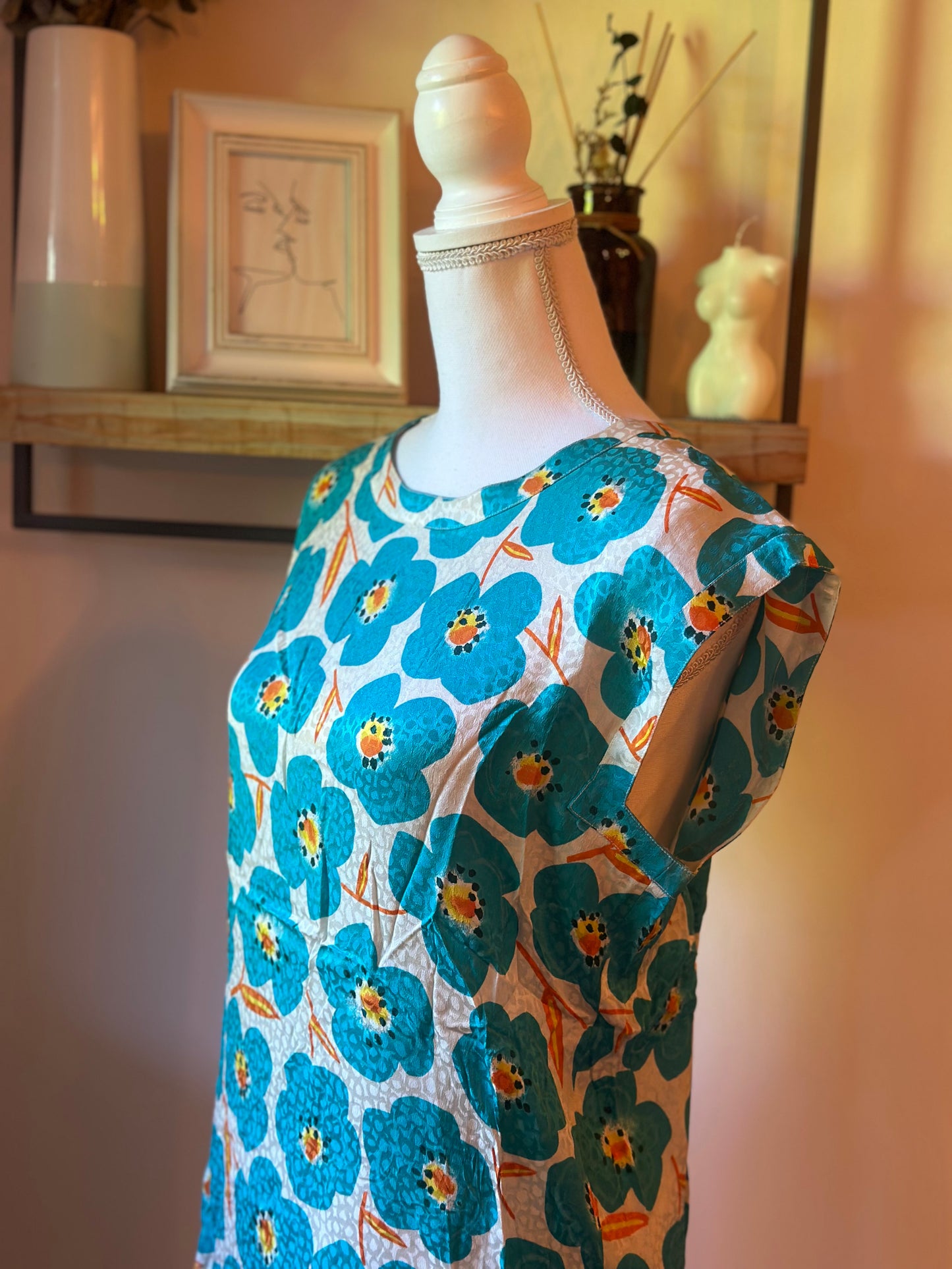 Blouse 100% soie imprimé fleuri T.40