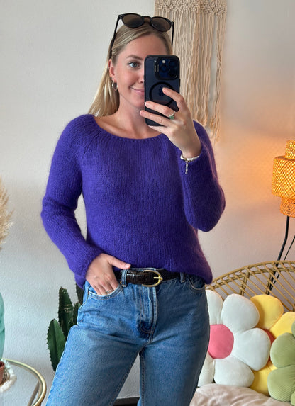 Pull en maille mohair bleu doux T.36