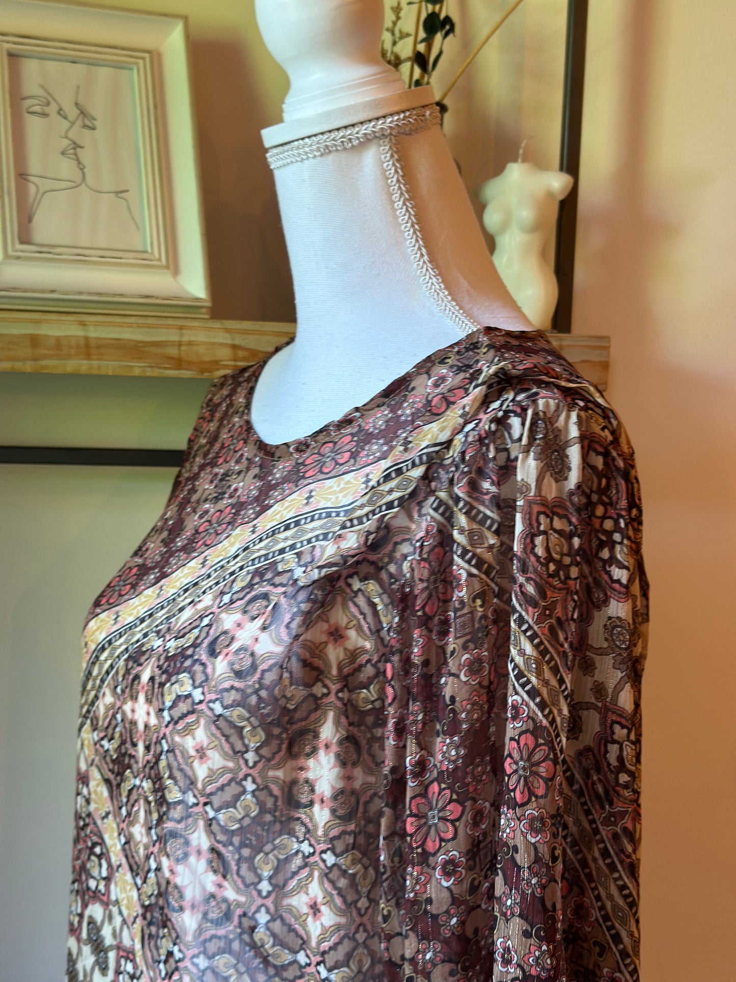 Blouse bohème imprimé patchwork Made in Italy T.U (38 au 42)