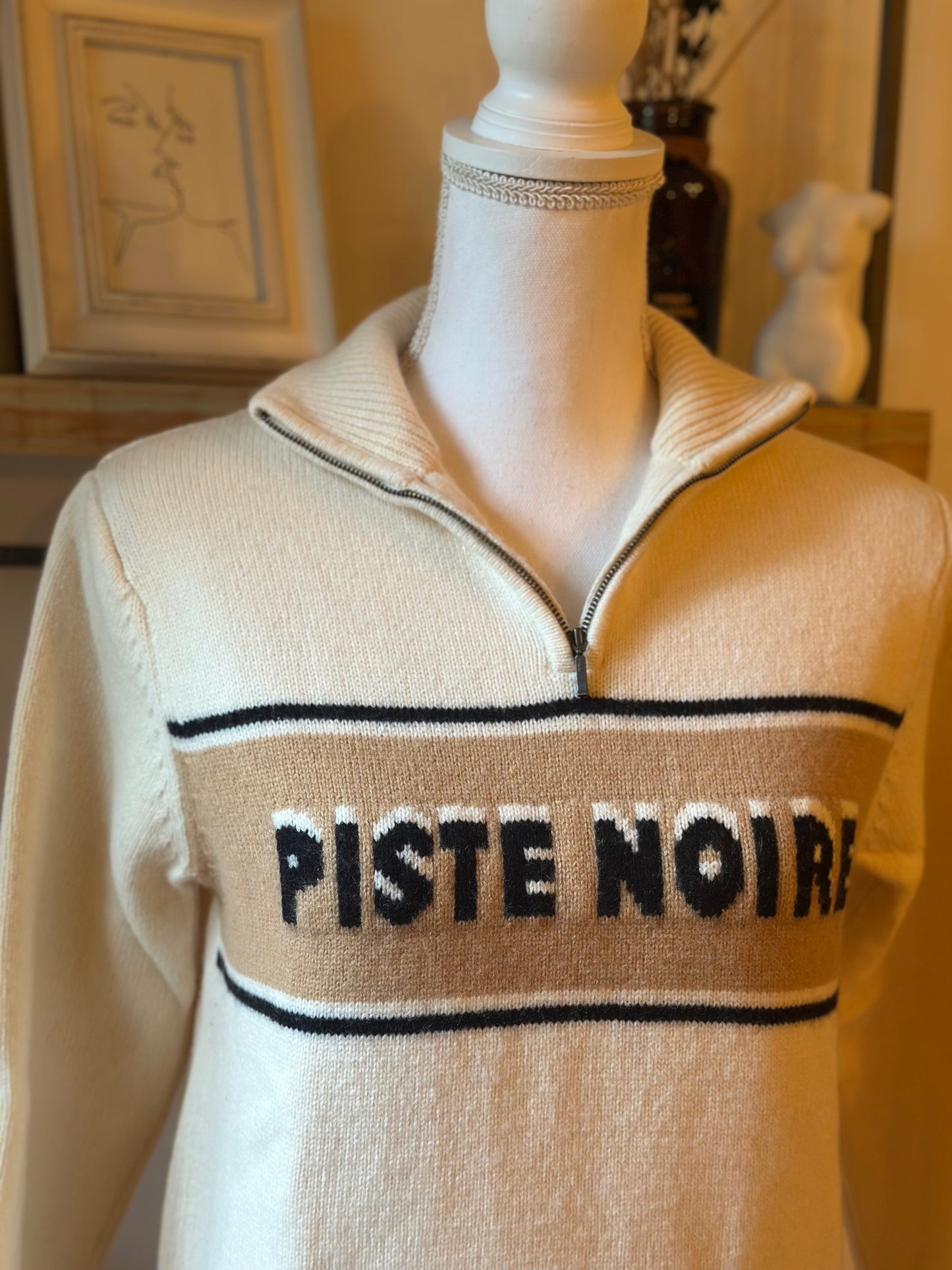 Pull col camionneur laine motif bandes Piste Noire T.34