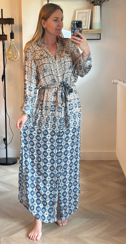Robe longue à motifs bleus T.38