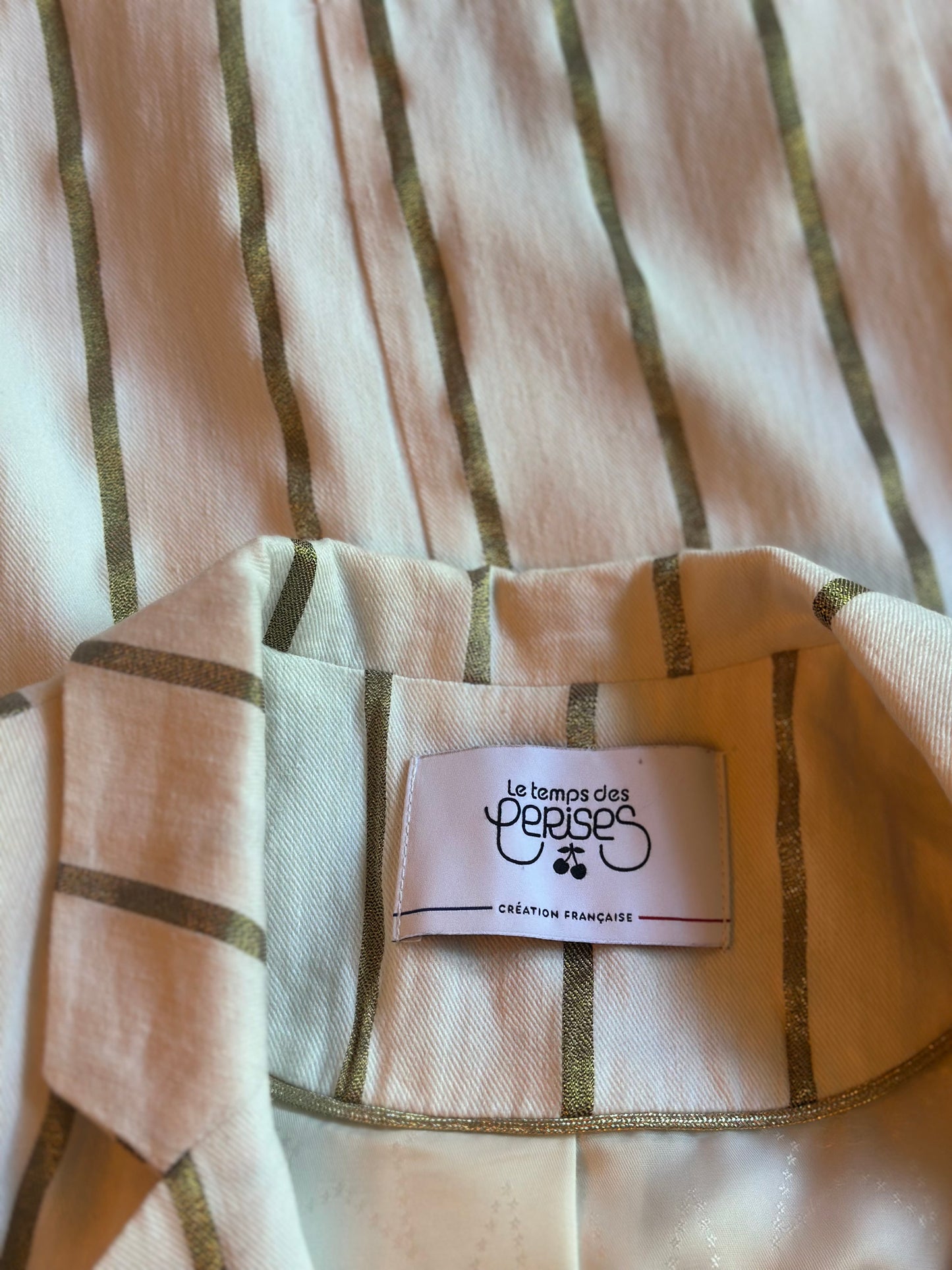 Blazer rayé blanc et doré lin T.34