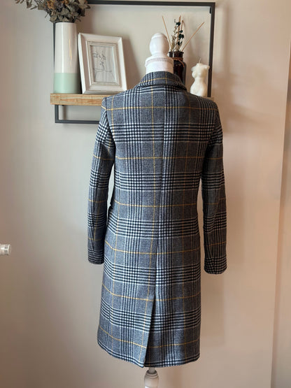 Manteau long carreaux laine modèle Gisèle T.34