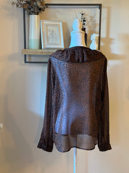 Blouse imprimée léopard fluide marron T.44