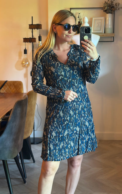Robe plissée imprimé cachemire lurex T.36