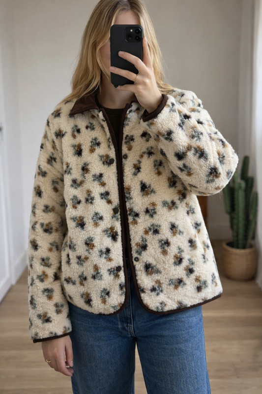 Veste chaude réversible effet moutonné imprimé – modèle réversible T.36