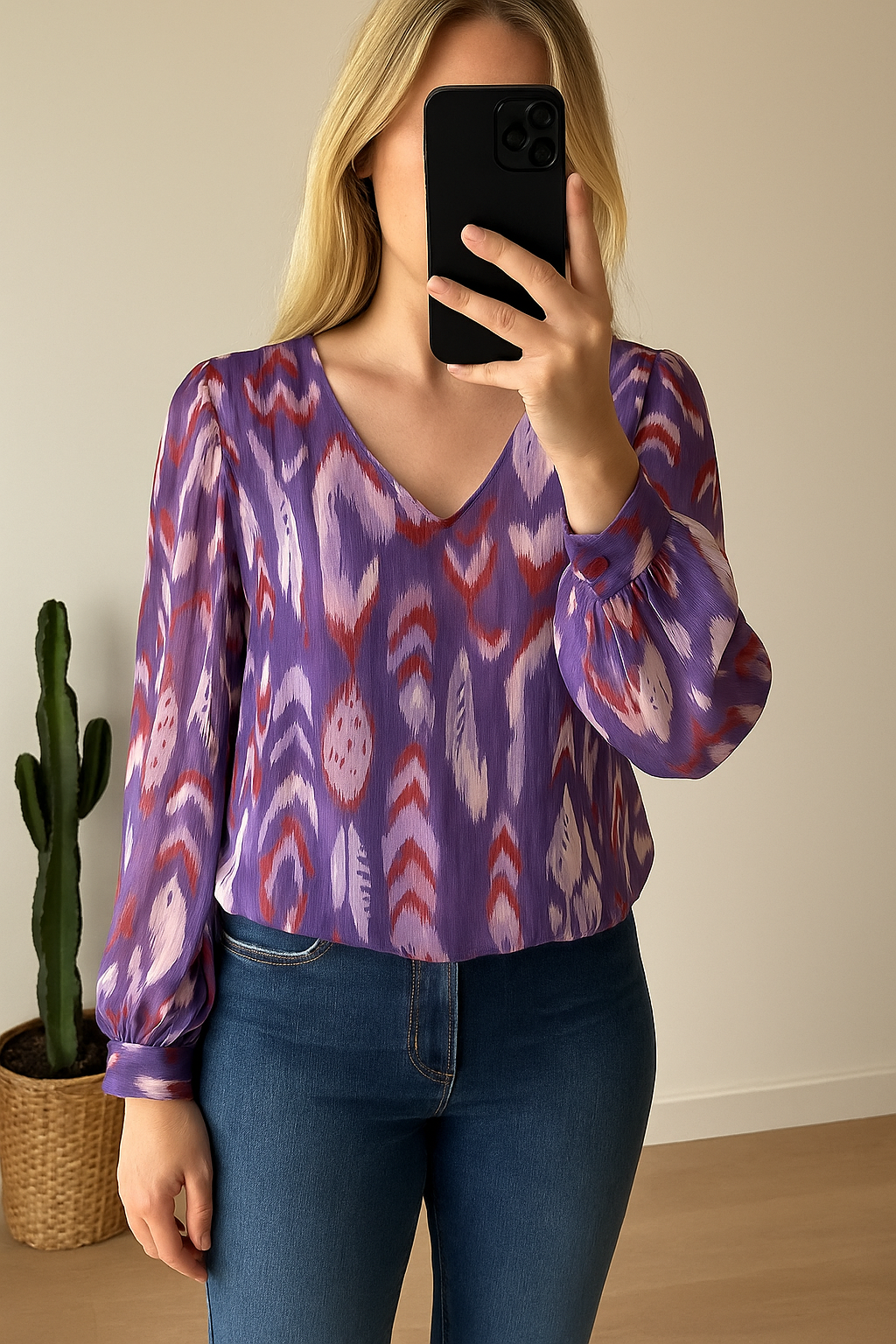 Blouse imprimé violet et lila T.36