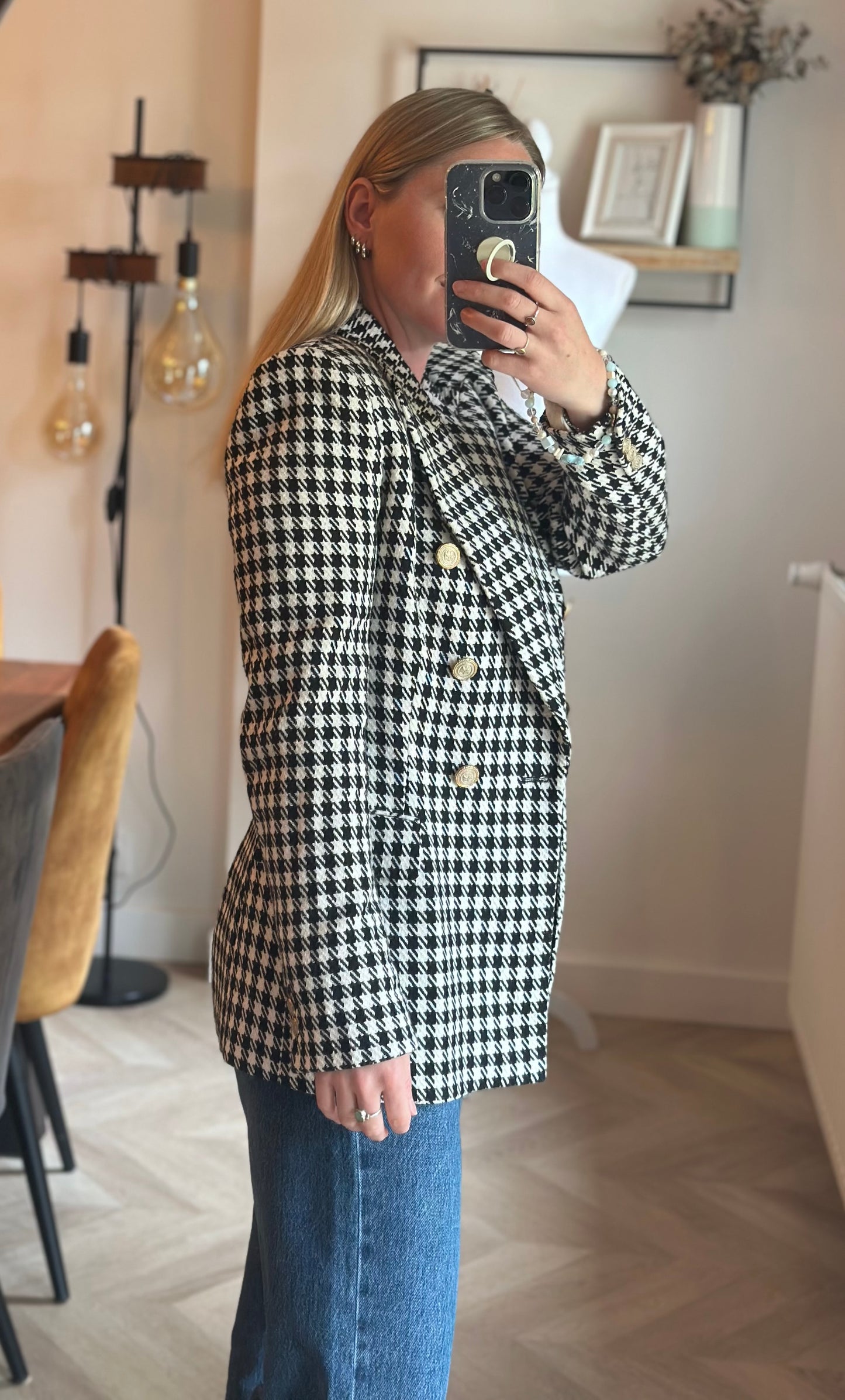 Blazer pied-de-poule noir blanc T.34