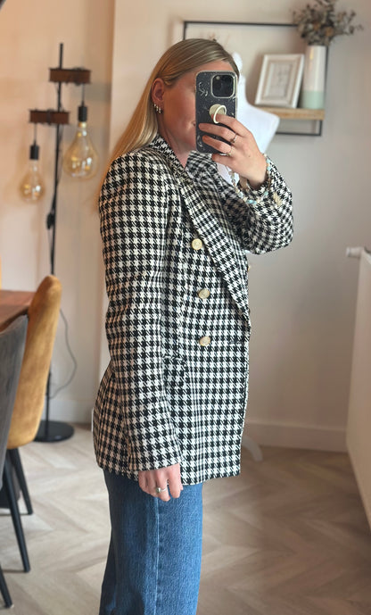 Blazer pied-de-poule noir blanc T.34