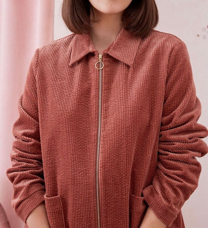Veste en velours côtelé rose brique – Modèle Elodia – T3 (oversize)