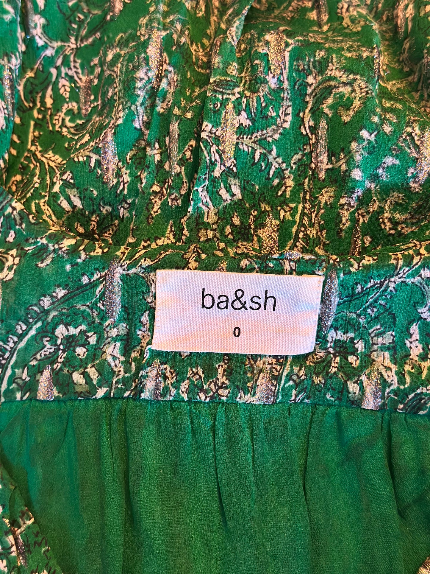 Robe fluide cachemire vert lurex modèle Clem T.34