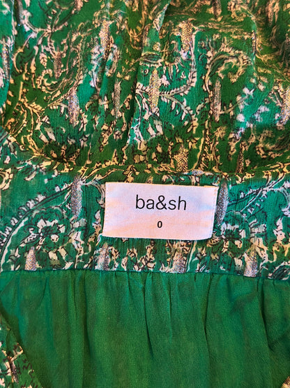 Robe fluide cachemire vert lurex modèle Clem T.34