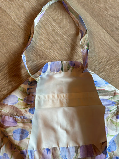 Sac tote bag en tissu imprimé de tulipes lila bleu neuf