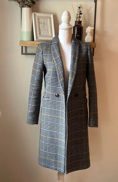 Manteau long carreaux laine modèle Gisèle T.34
