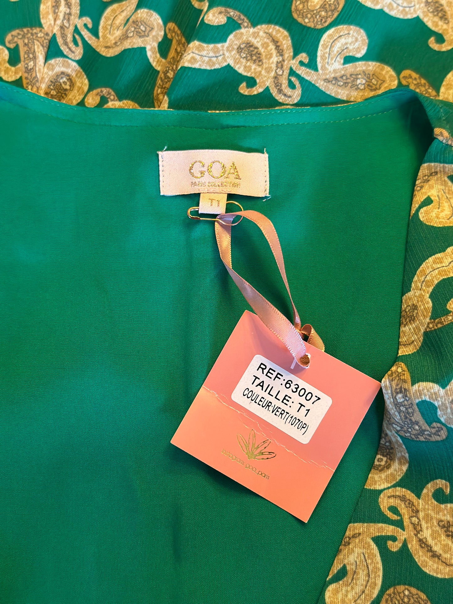 Robe portefeuille imprimé cachemire vert T.36 neuf avec étiquette