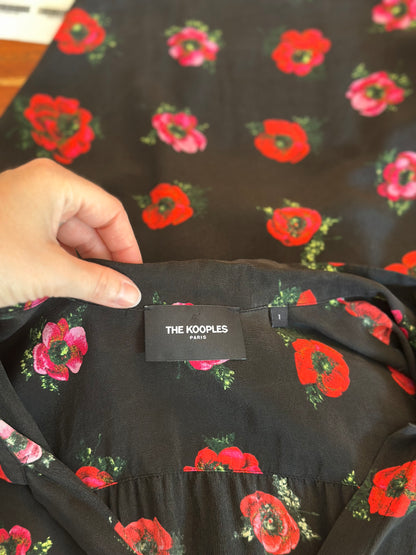 Chemisier en soie imprimé coquelicots T.38