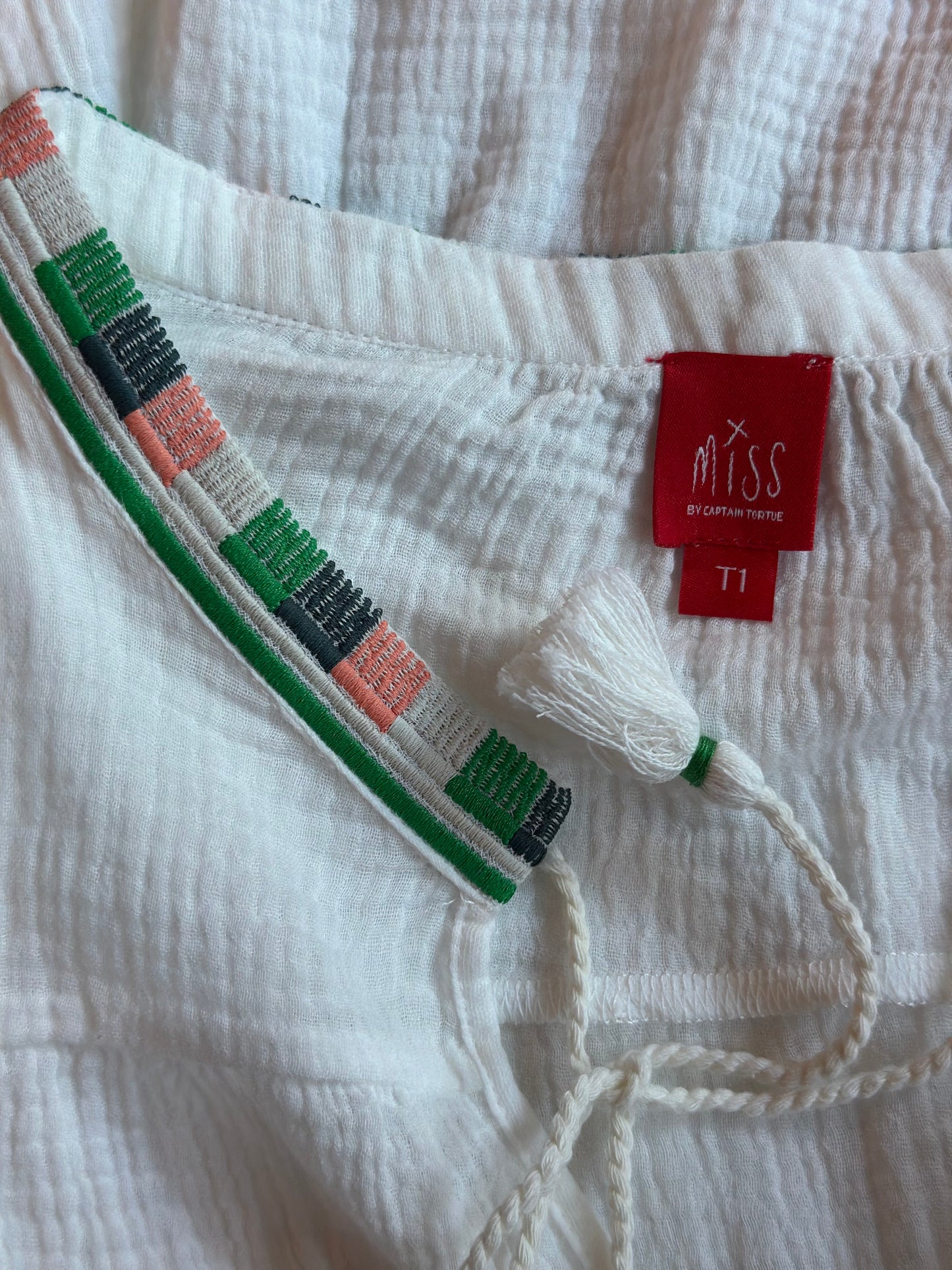 Blouse en gaze de coton blanche T.U (36 à 46) Neuve